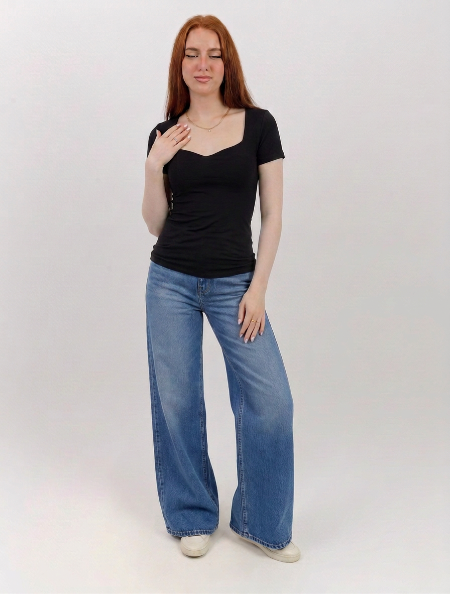 Sweetheart Square Short Sleeve Top
