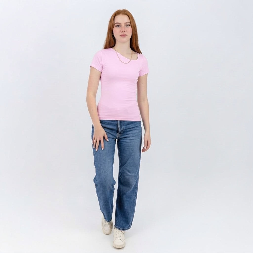slashed shoulder Short sleeve top