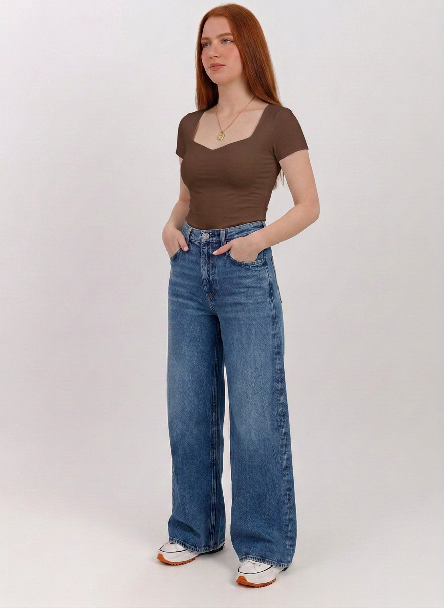 Sweetheart Square Short Sleeve Top