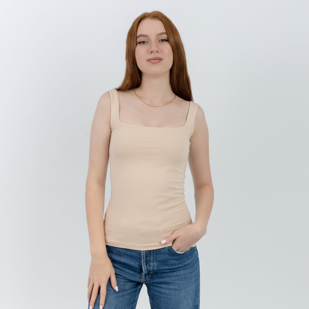 Open Back Square  Neck Sleeveless Top