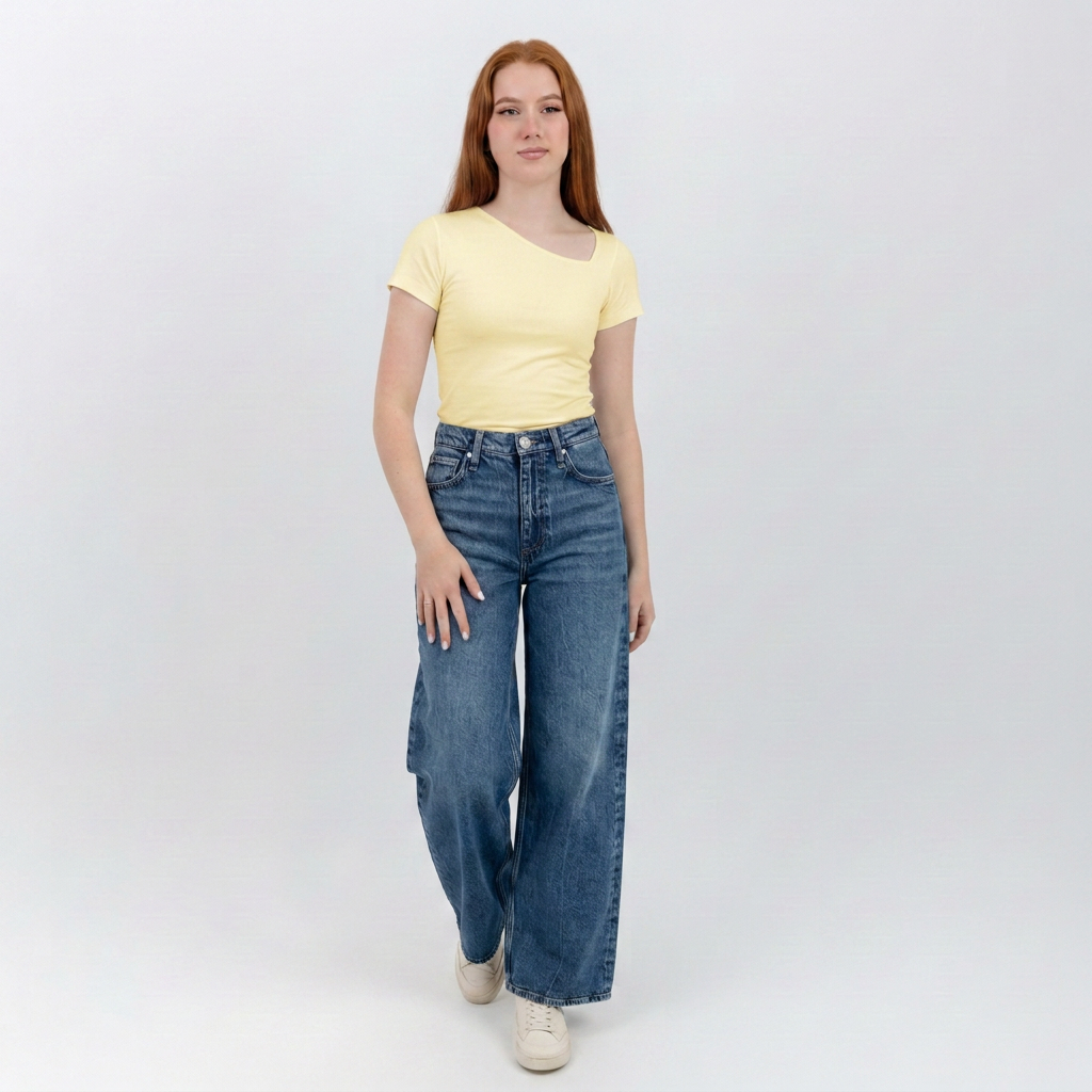slashed shoulder Short sleeve top