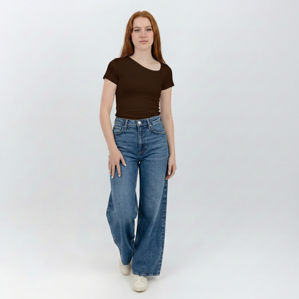 slashed shoulder Short sleeve top
