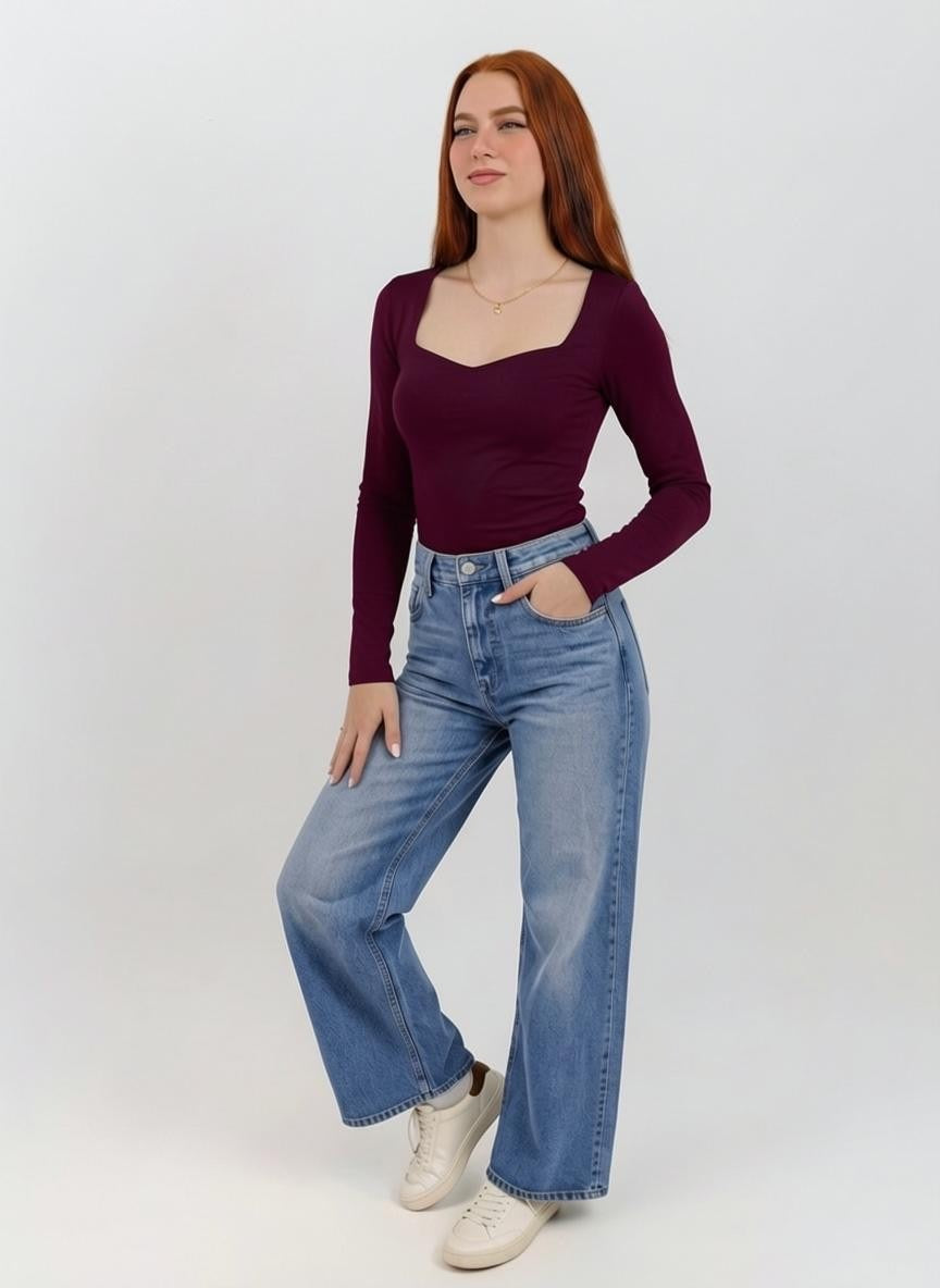 Sweetheart Square Long Sleeve Top