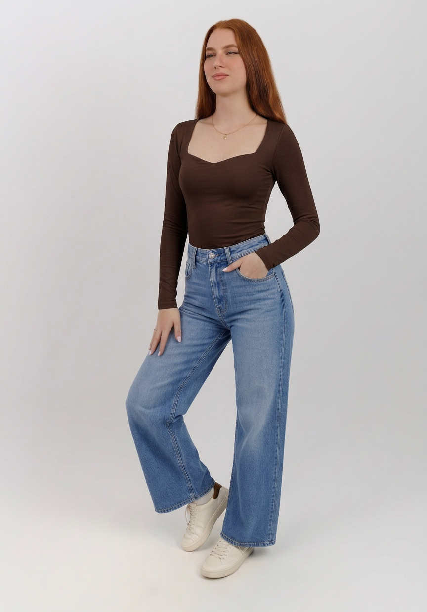 Sweetheart Square Long Sleeve Top