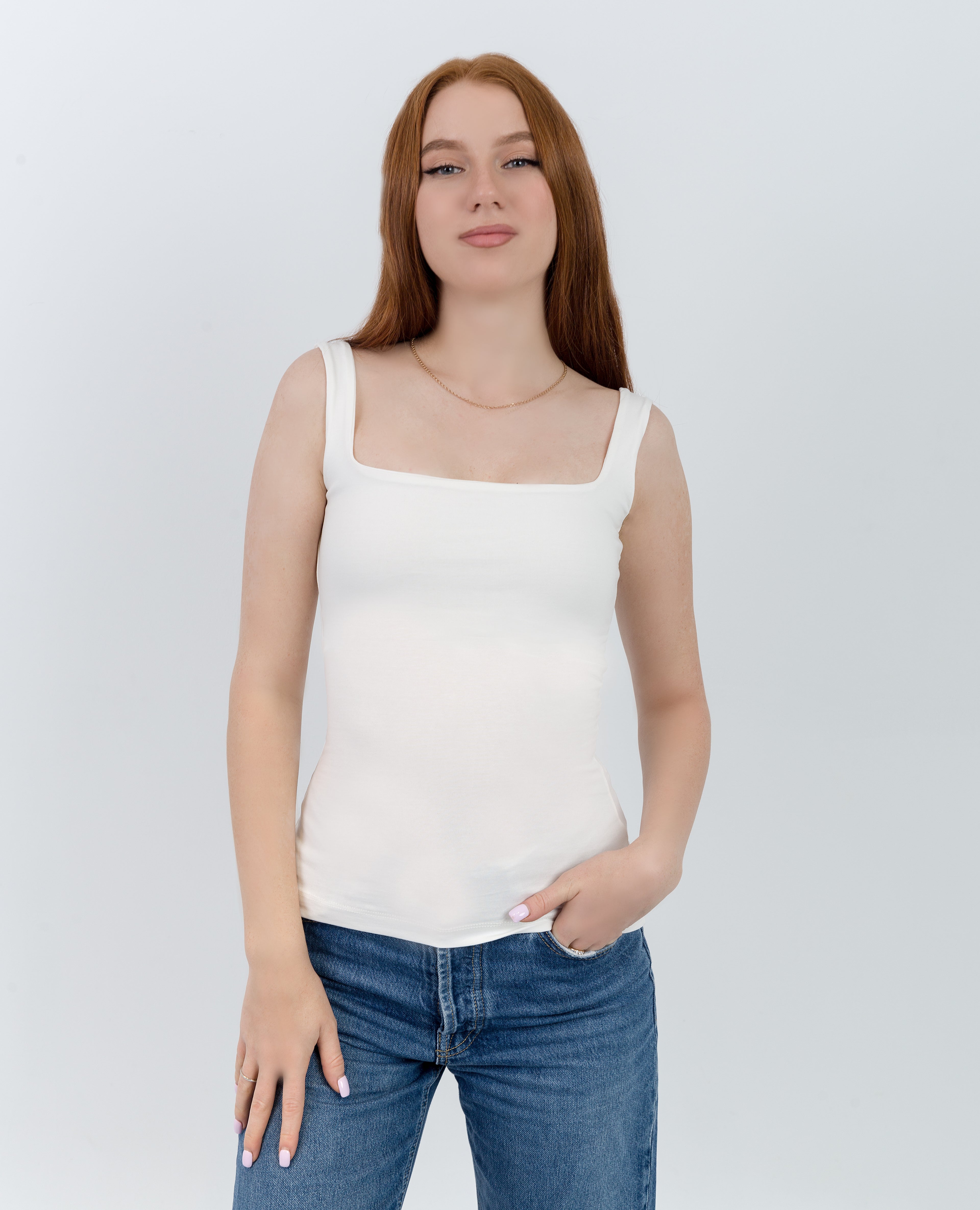 Open Back Square  Neck Sleeveless Top