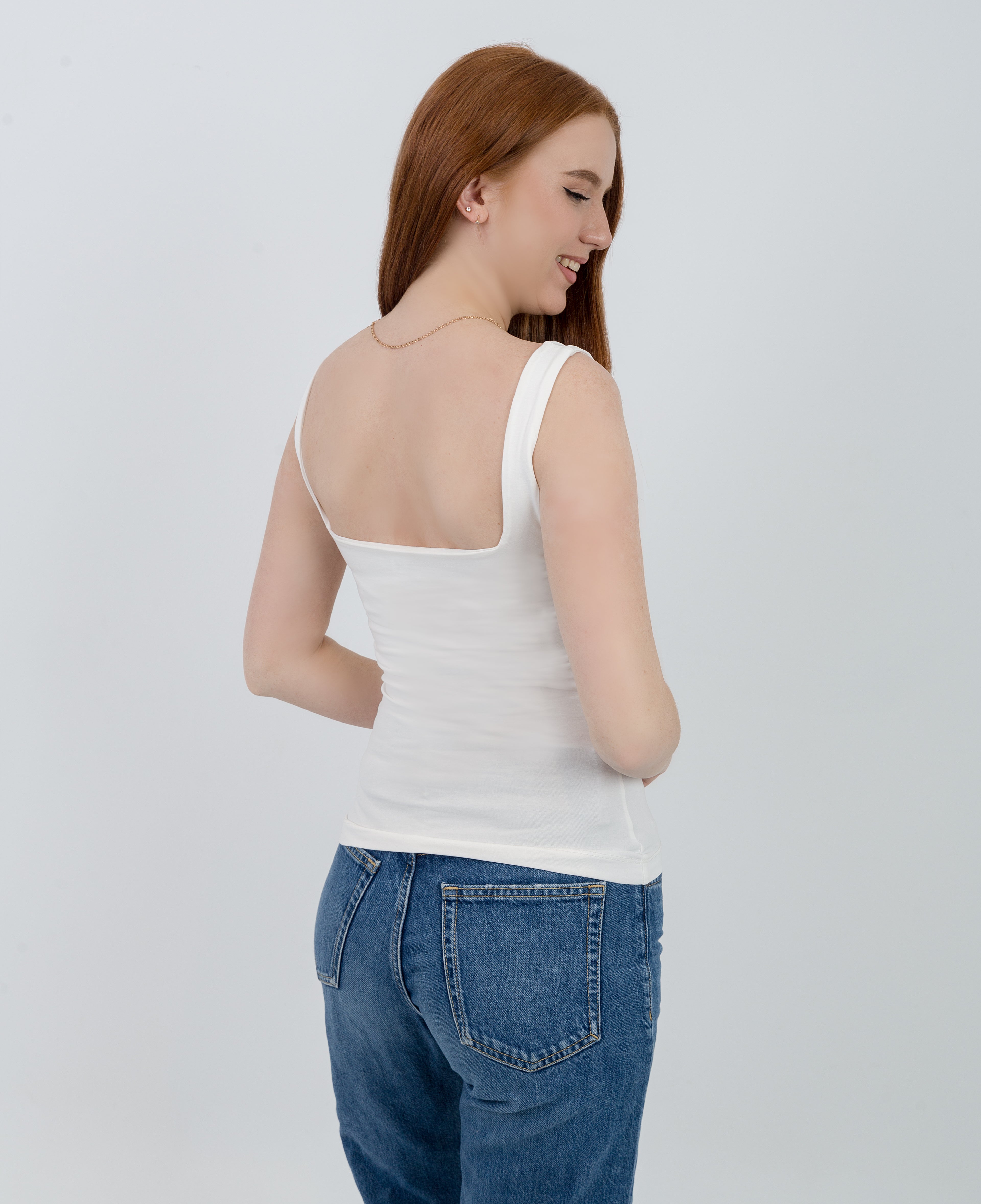 Open Back Square  Neck Sleeveless Top