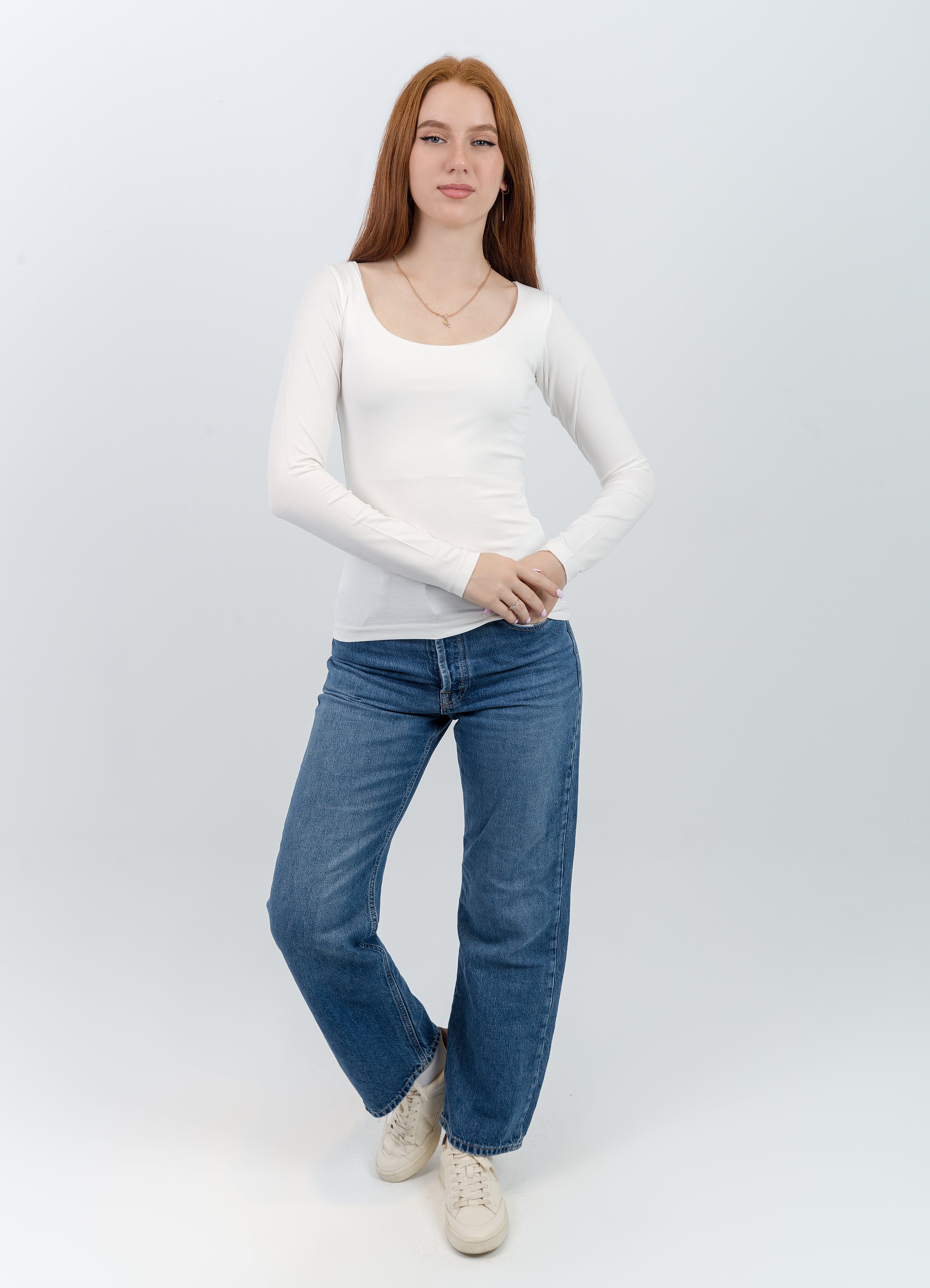 Deep Round Long Sleeve Top