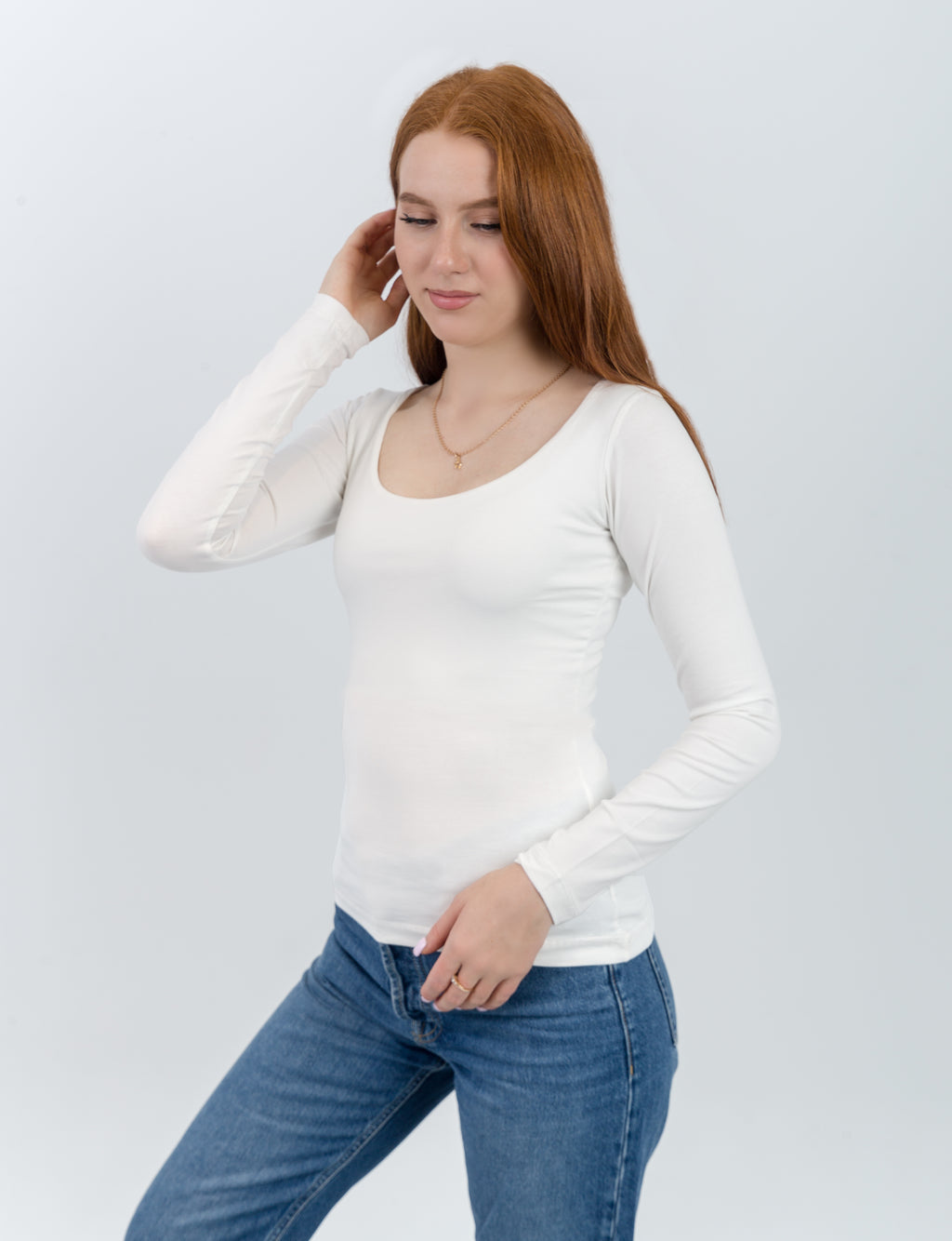 Deep Round Long Sleeve Top