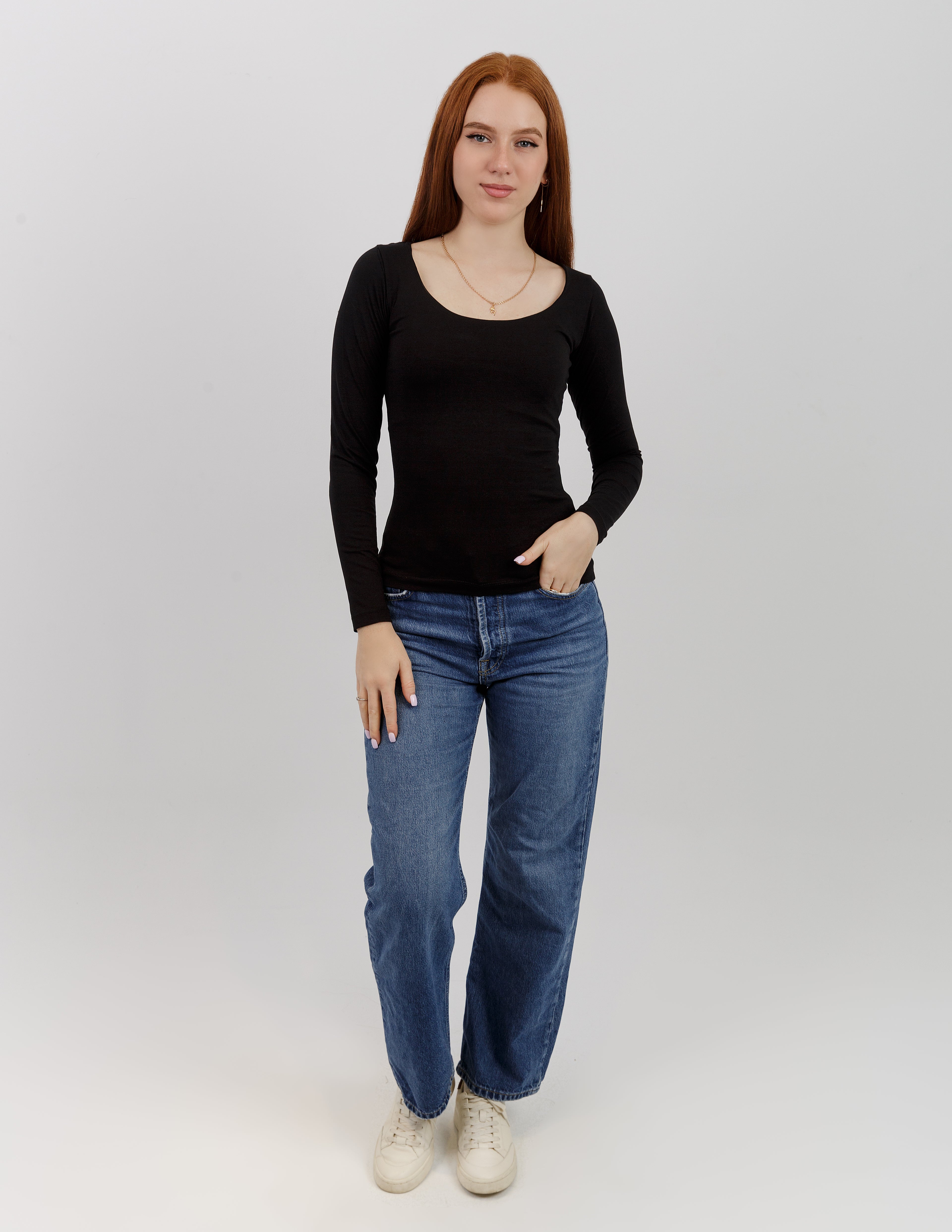 Deep Round Long Sleeve Top