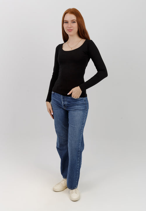 Deep Round Long Sleeve Top