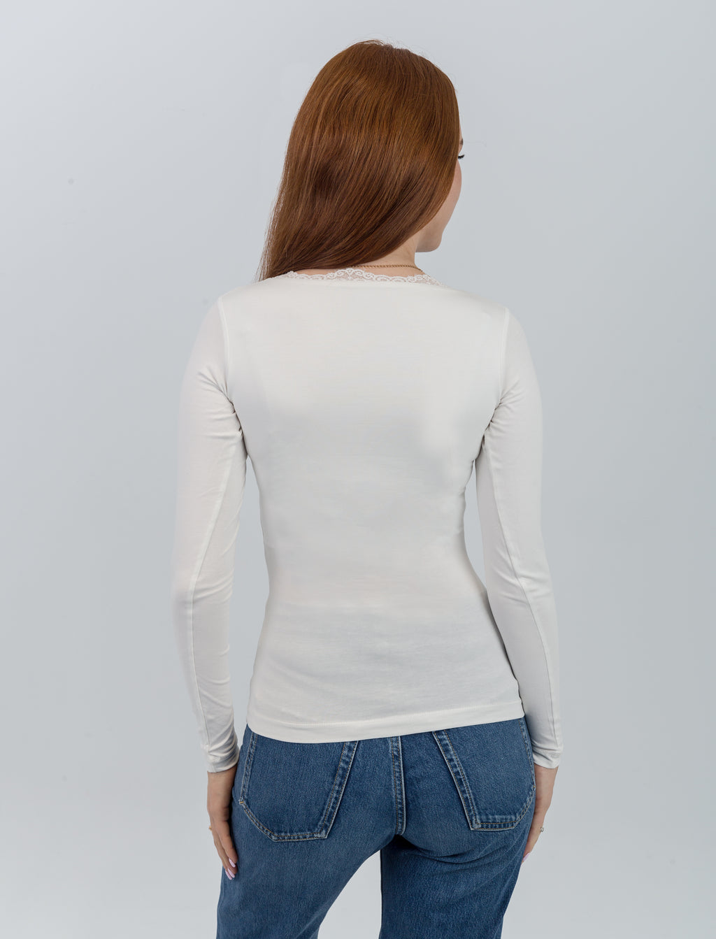 V-Neck Lace Long Sleeve Top