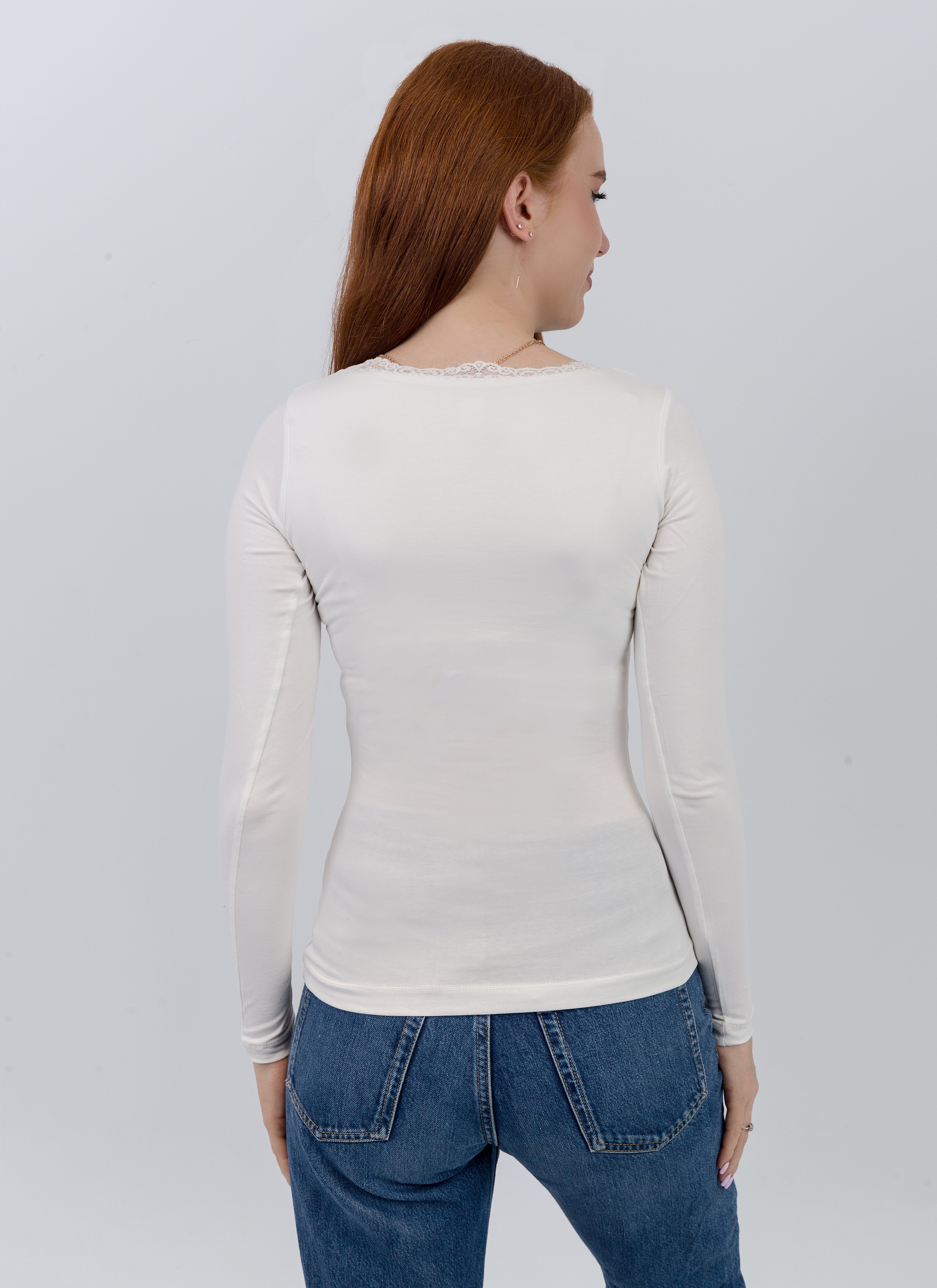 Square Lace Long Sleeve Top
