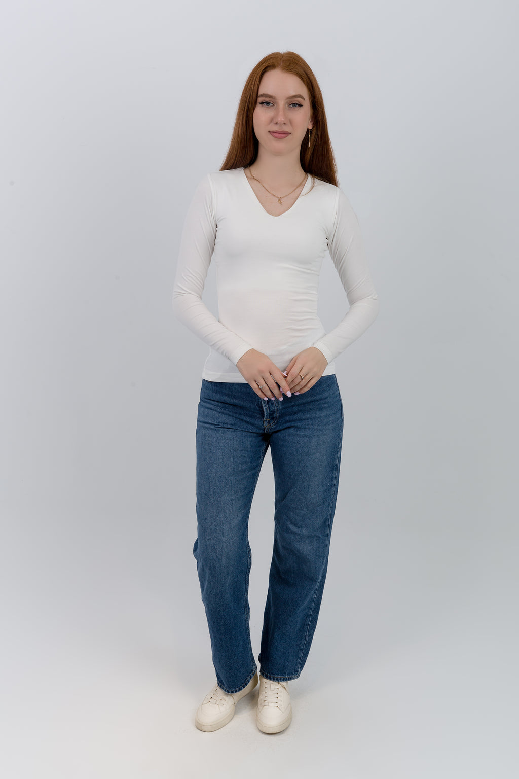 V-Neck Long Sleeve Top