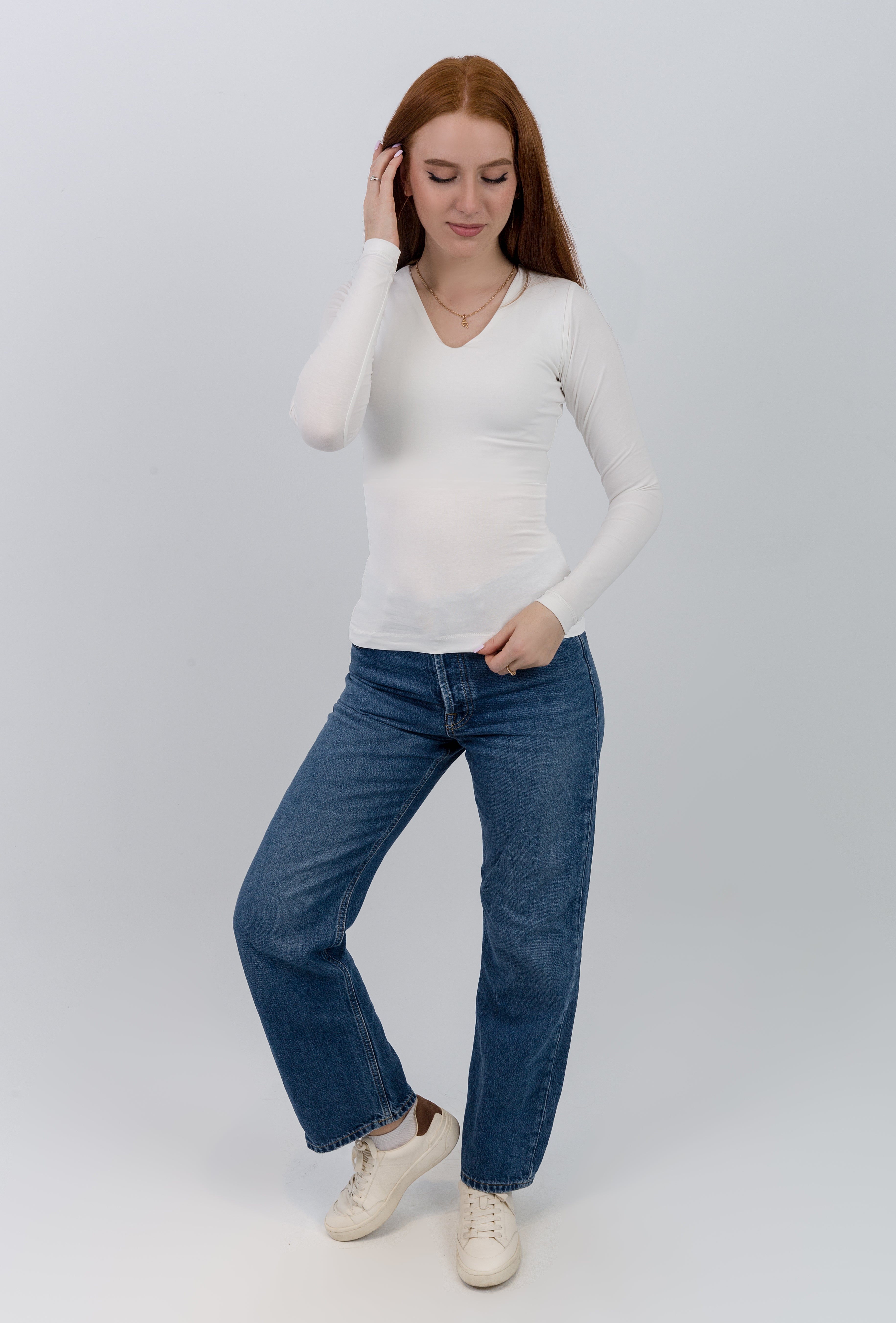 V-Neck Long Sleeve Top