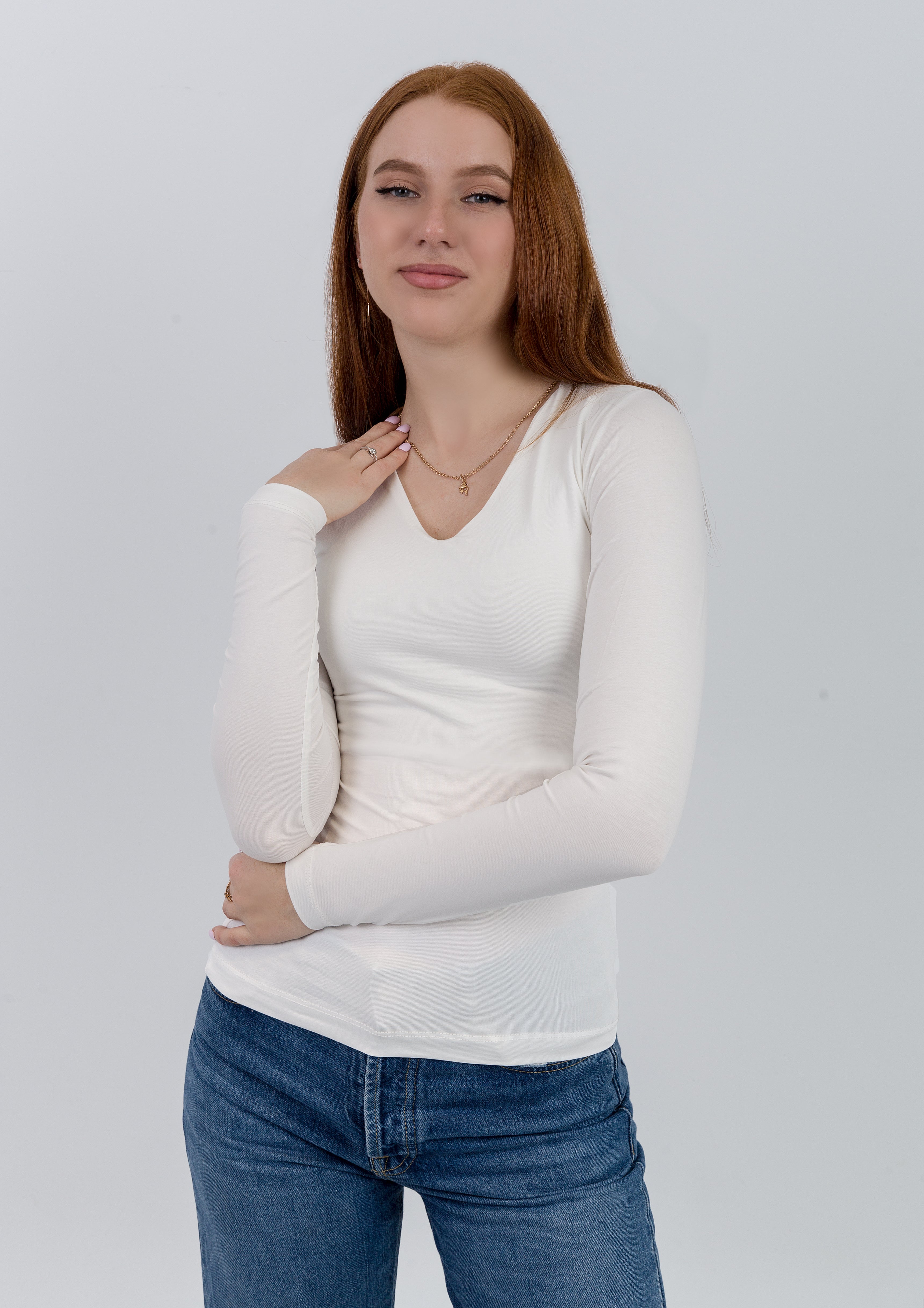 V-Neck Long Sleeve Top