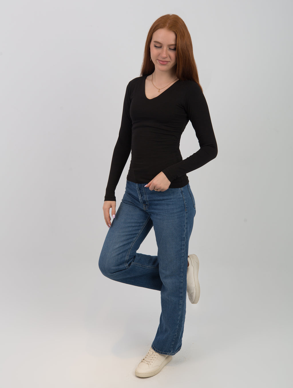 V-Neck Long Sleeve Top