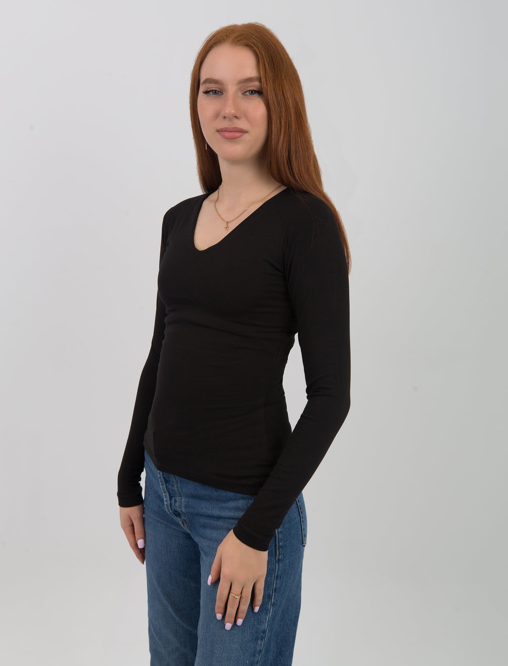 V-Neck Long Sleeve Top