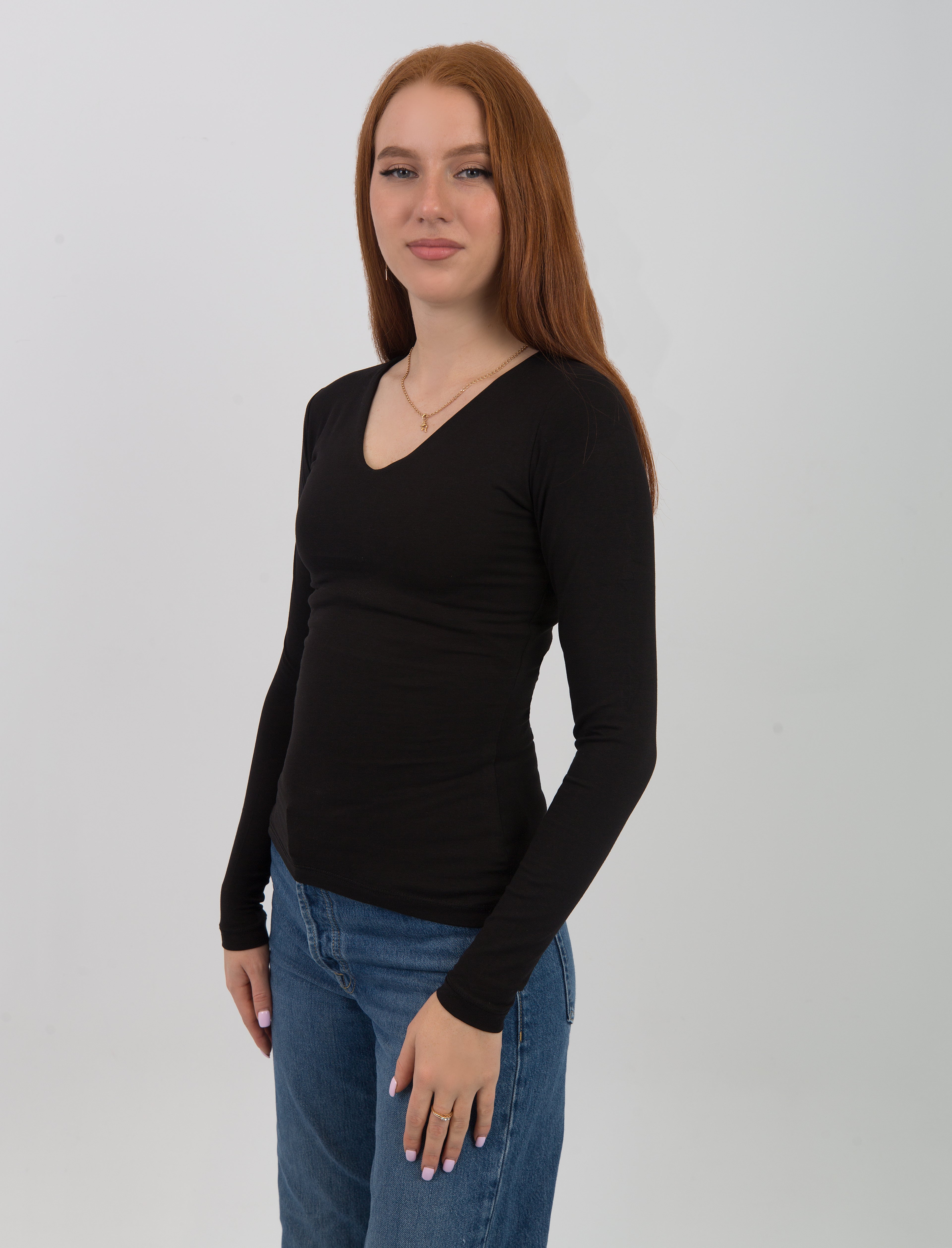 V-Neck Long Sleeve Top