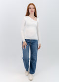 slashed shoulder long sleeve top