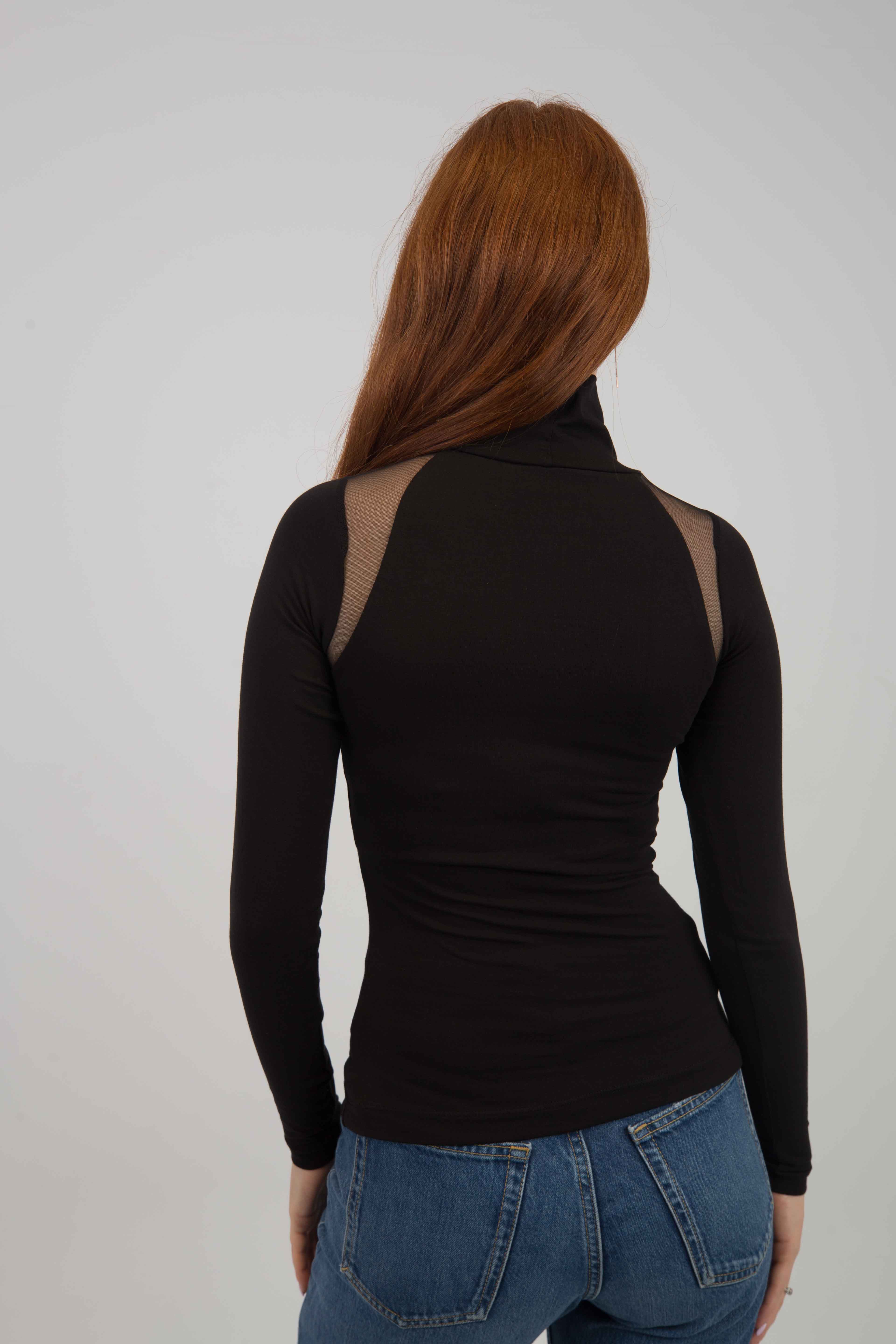 High Neck Mesh Detail Top