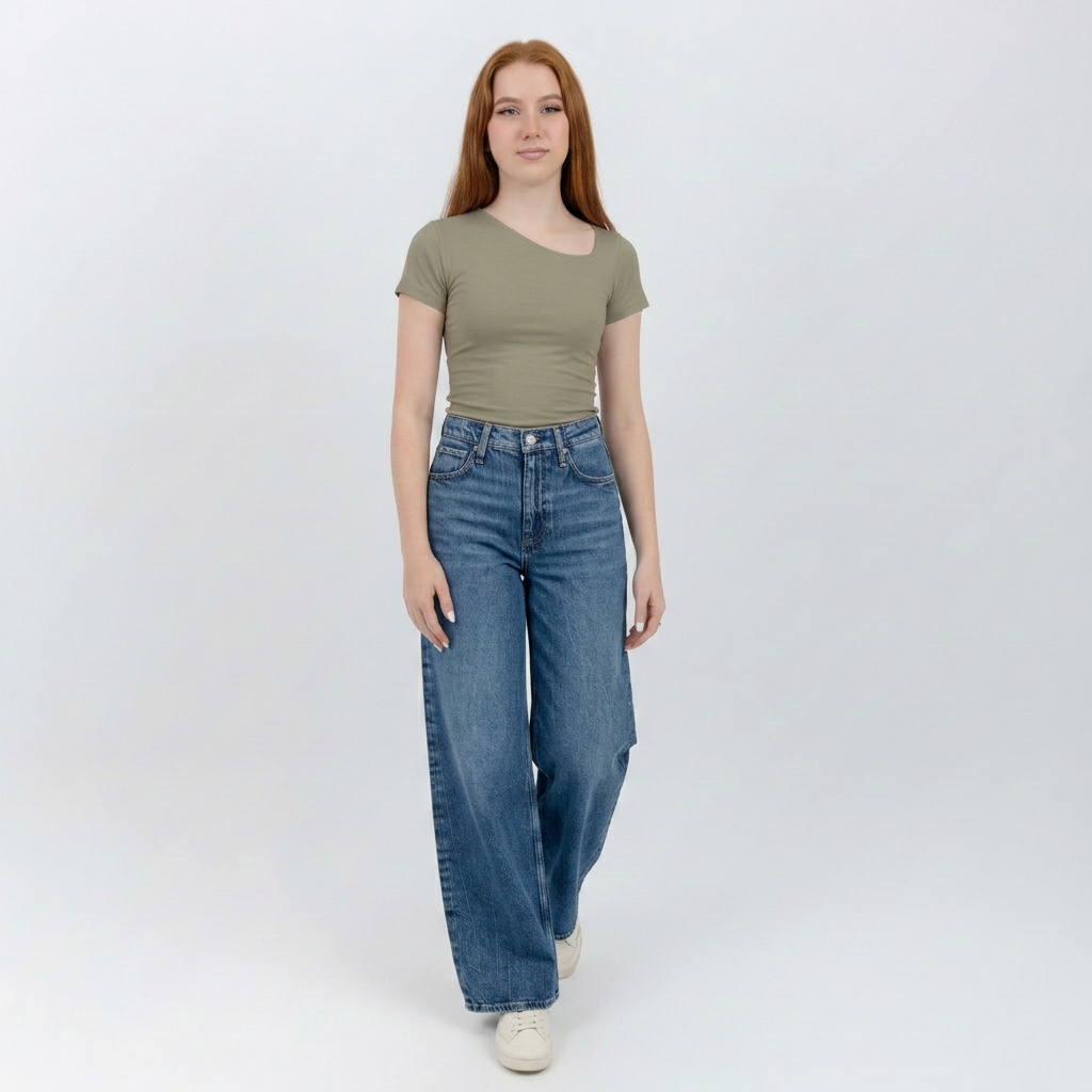 slashed shoulder Short sleeve top