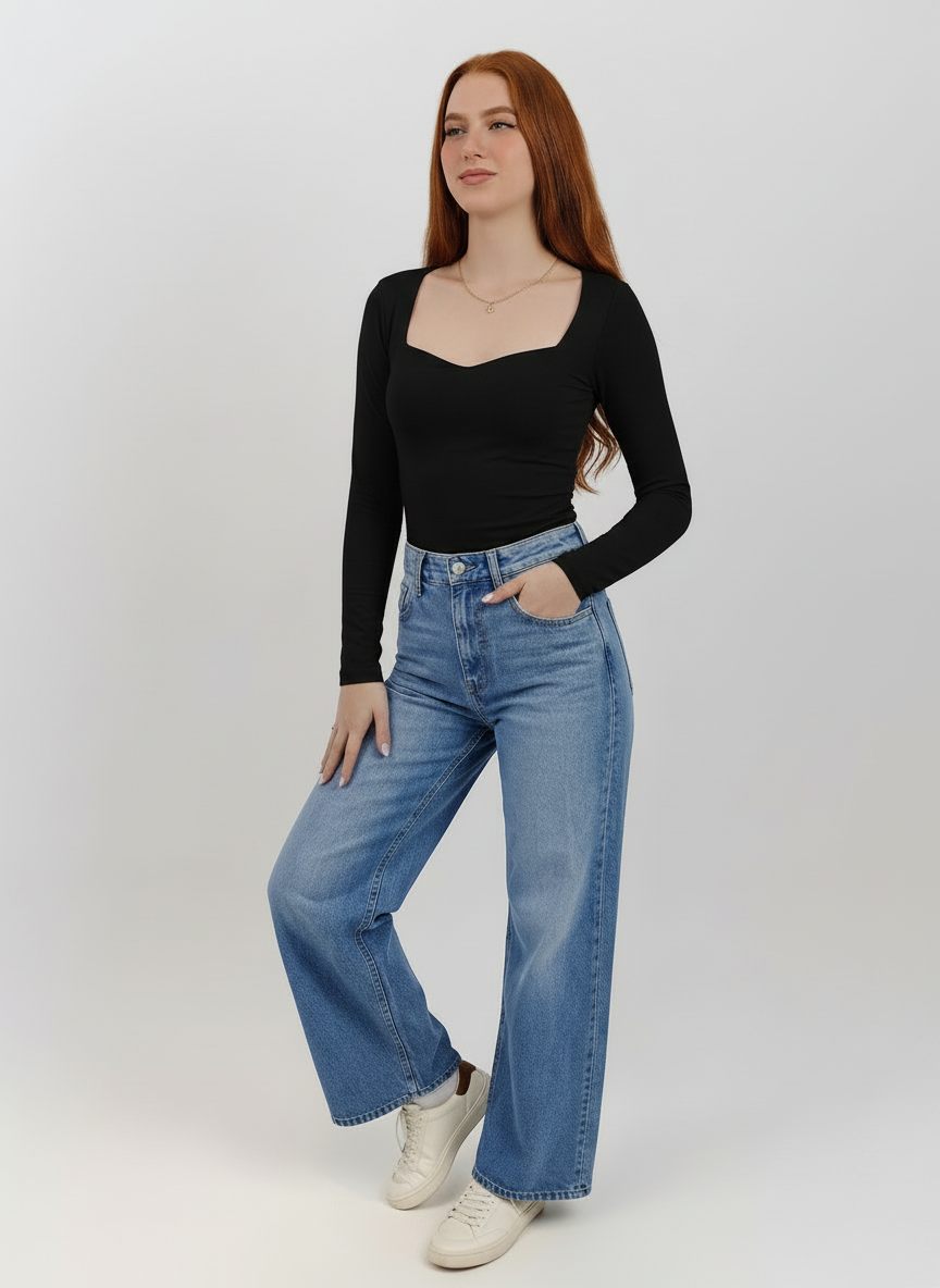 Sweetheart Square Long Sleeve Top