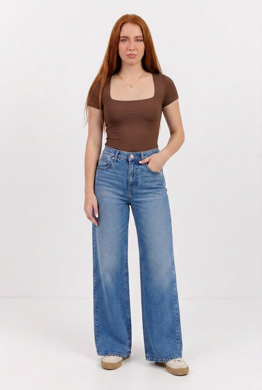 Square Neck Short Sleeve Top
