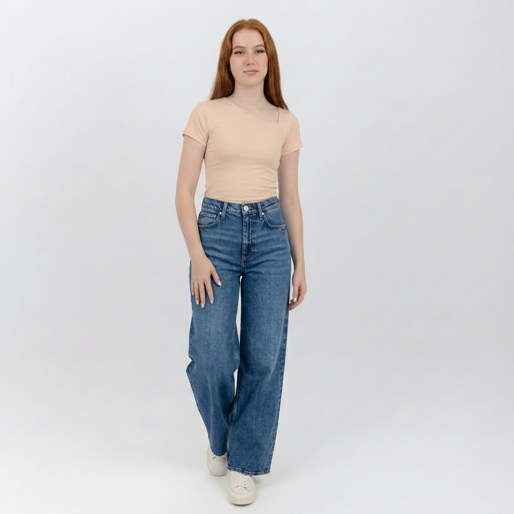 slashed shoulder Short sleeve top