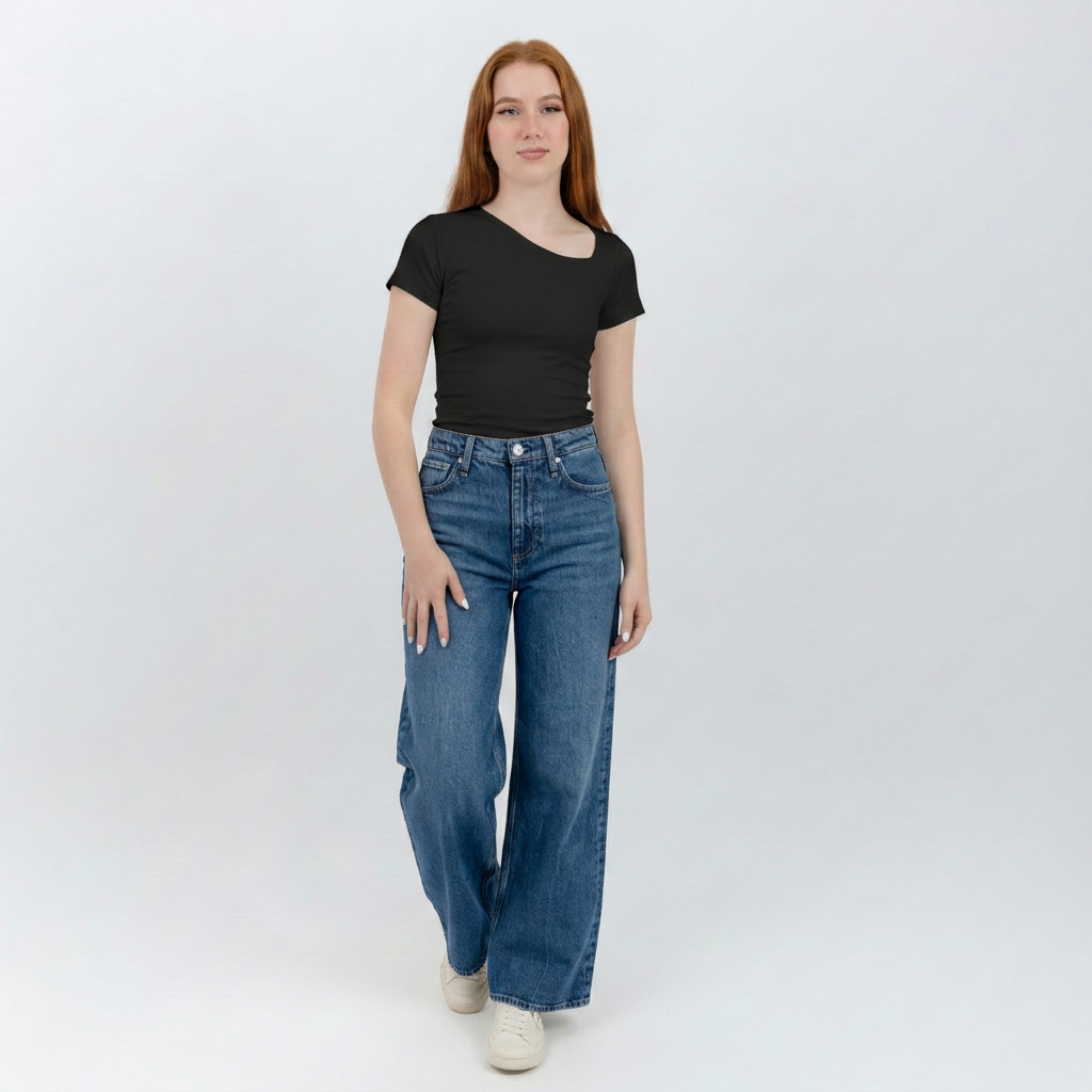 slashed shoulder Short sleeve top