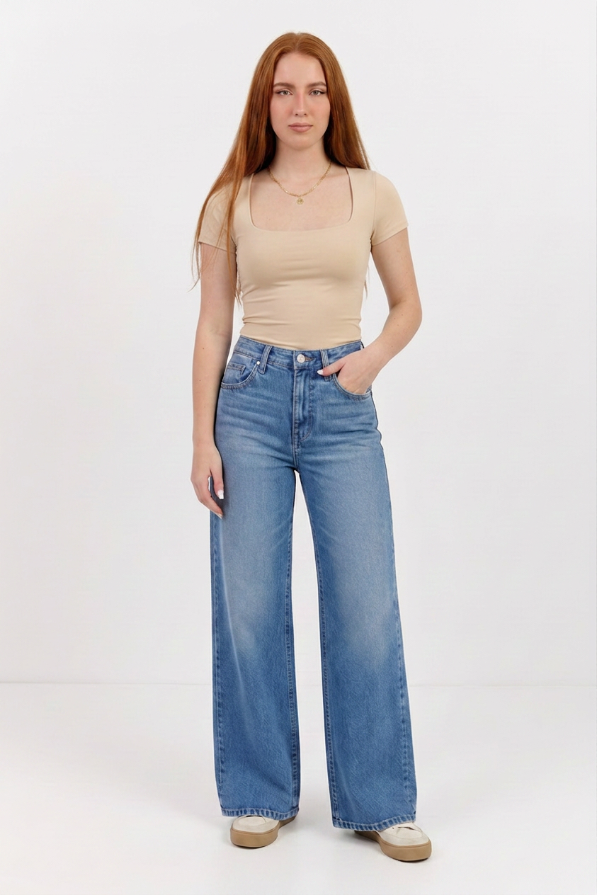 Square Neck Short Sleeve Top