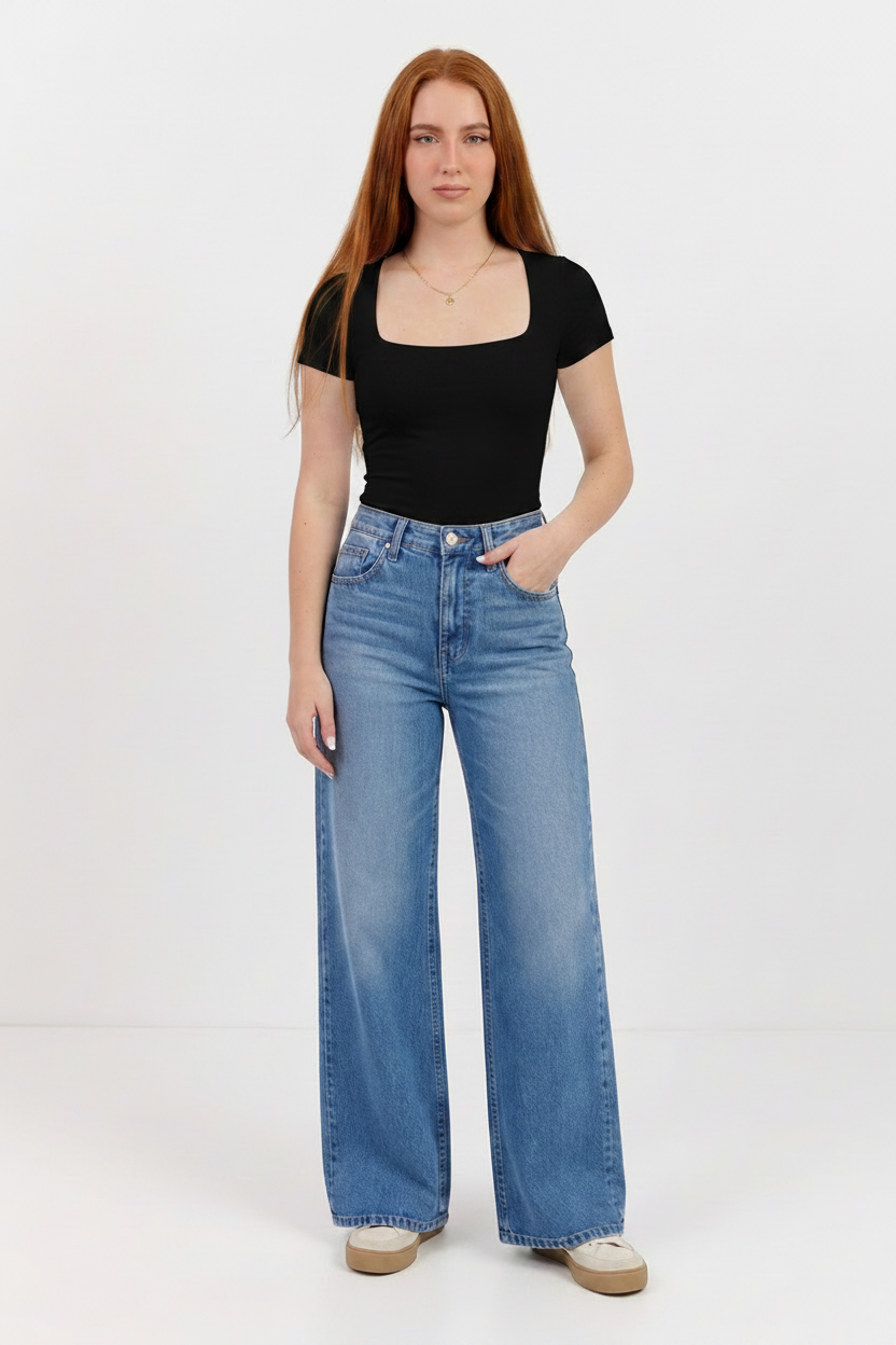 Square Neck Short Sleeve Top