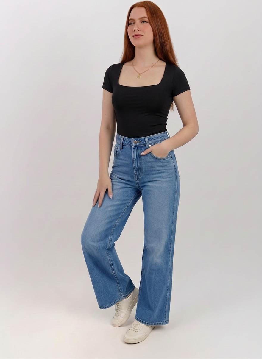 Square Neck Short Sleeve Top