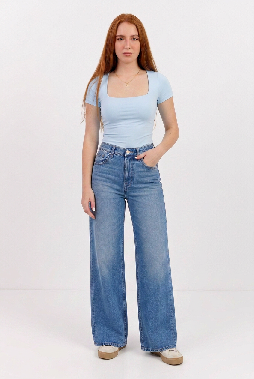 Square Neck Short Sleeve Top