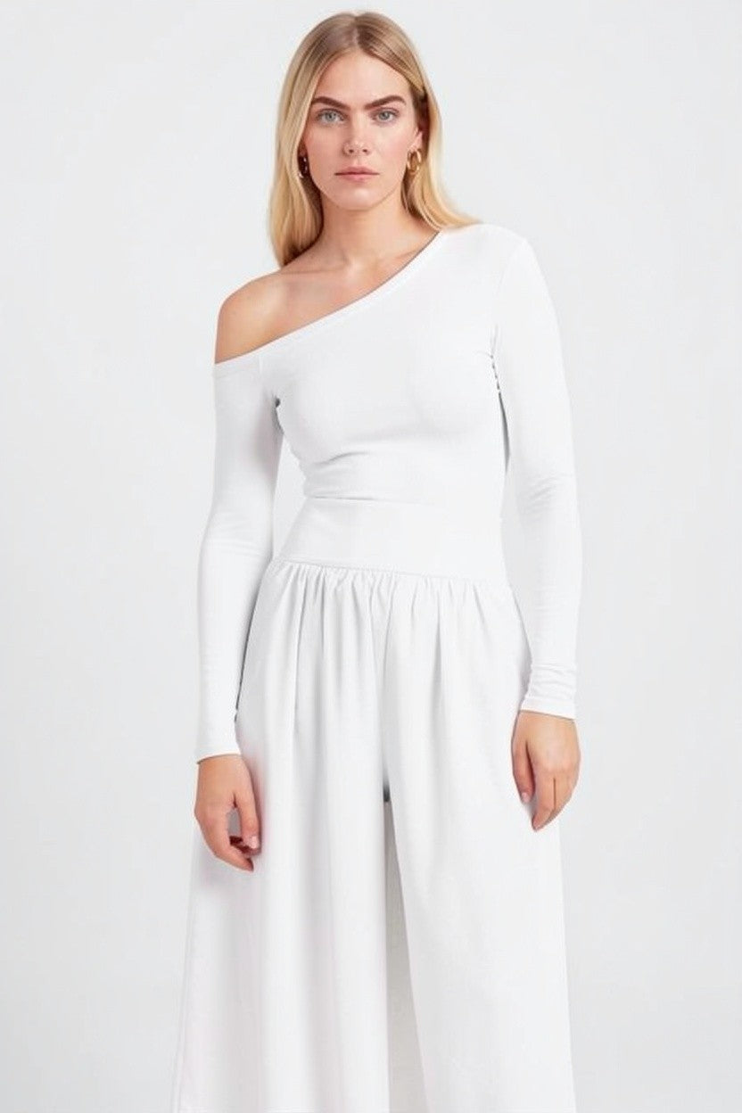 One shoulder long sleeve top