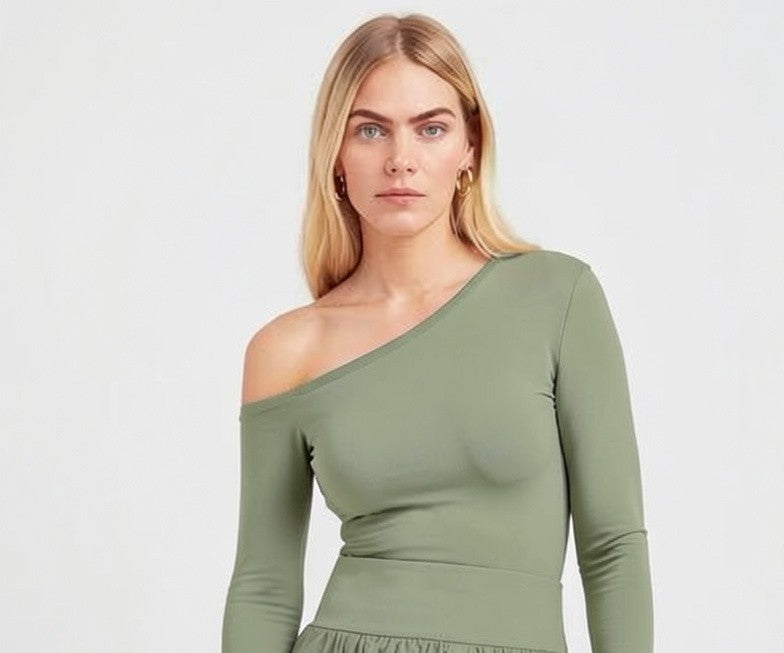 One shoulder long sleeve top