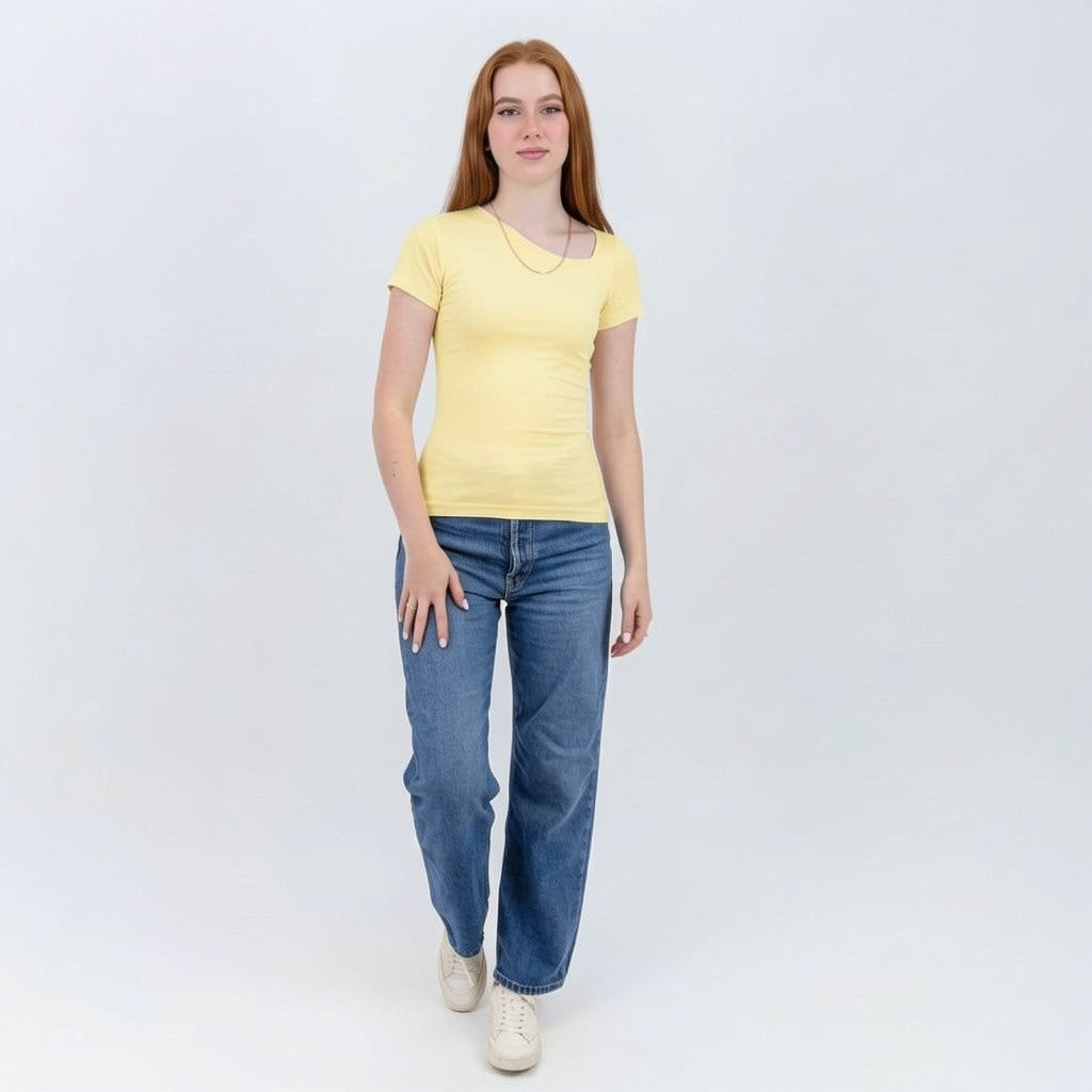 slashed shoulder Short sleeve top