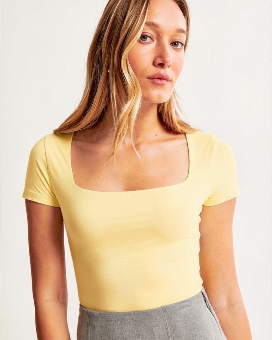 Square Neck Short Sleeve Top