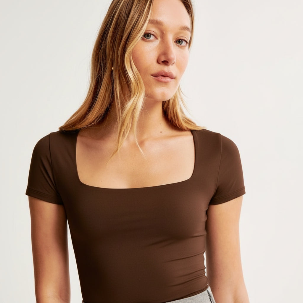 Square Neck Short Sleeve Top
