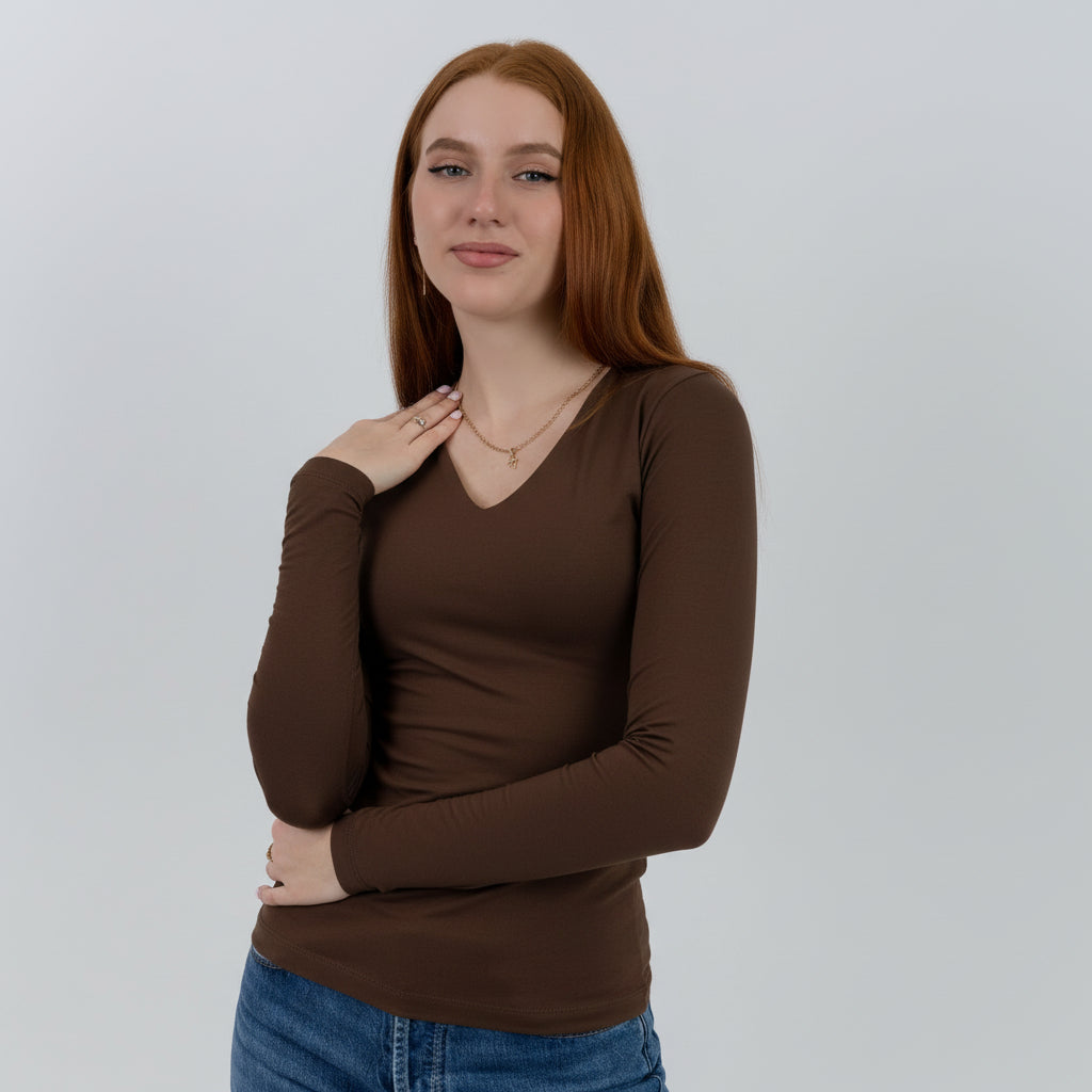 V-Neck Long Sleeve Top