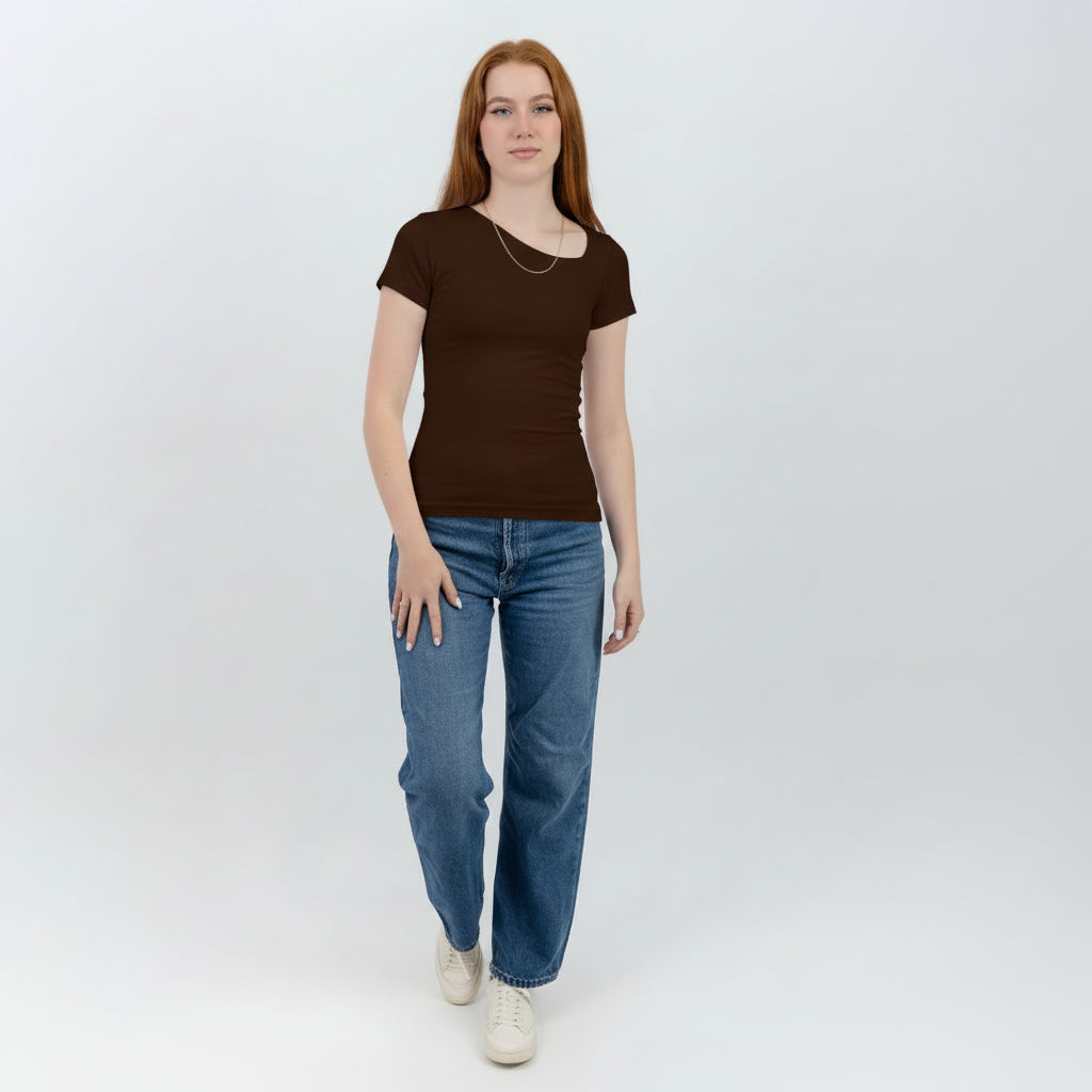 slashed shoulder Short sleeve top