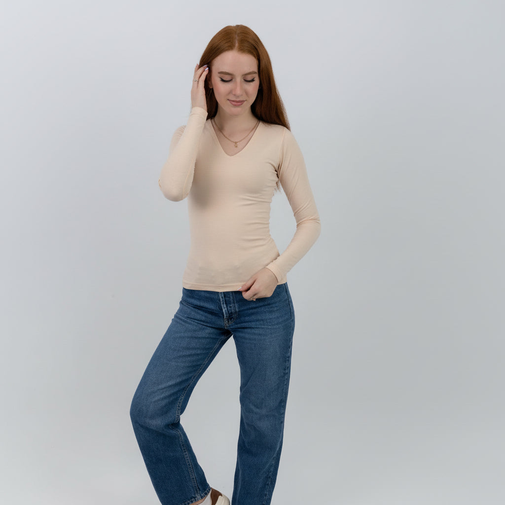 V-Neck Long Sleeve Top