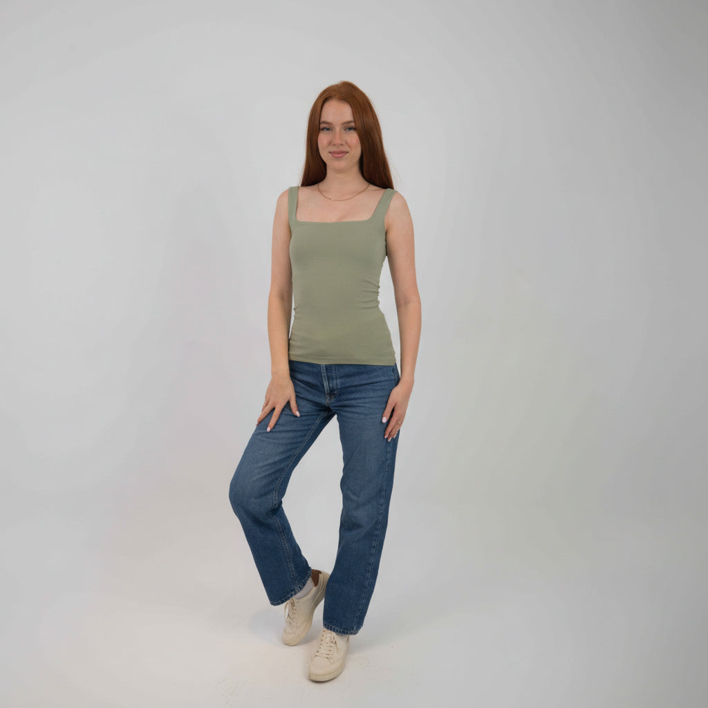 Open Back Square  Neck Sleeveless Top