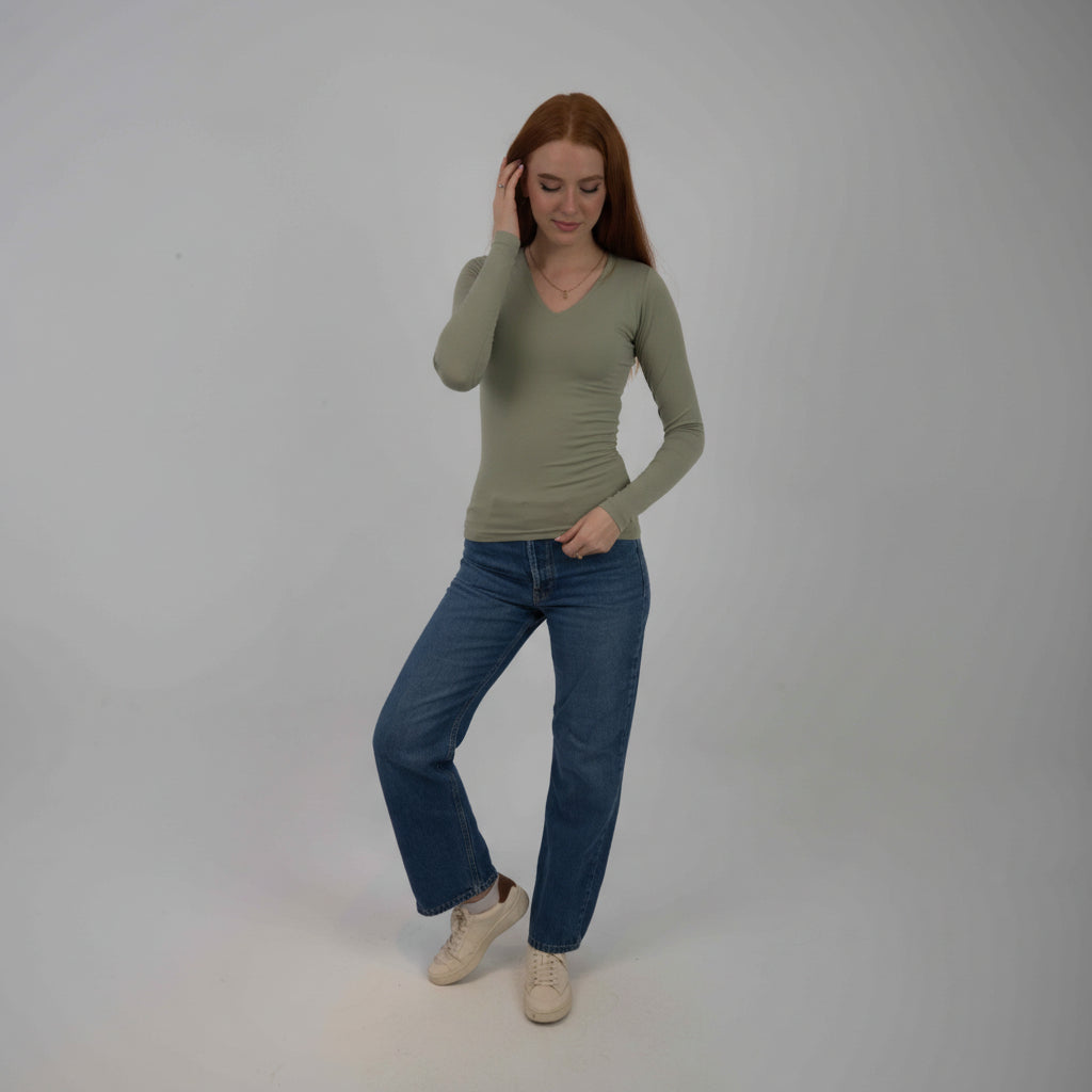 V-Neck Long Sleeve Top