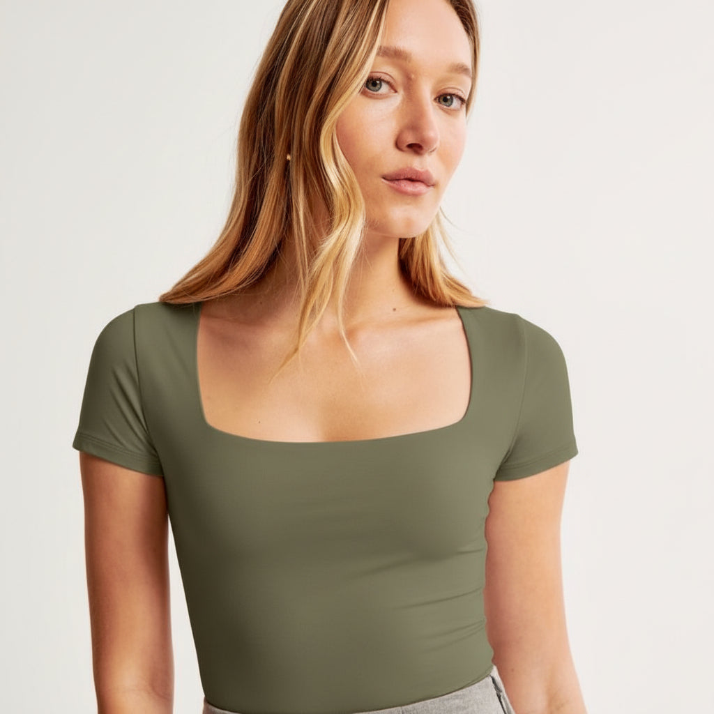 Square Neck Short Sleeve Top