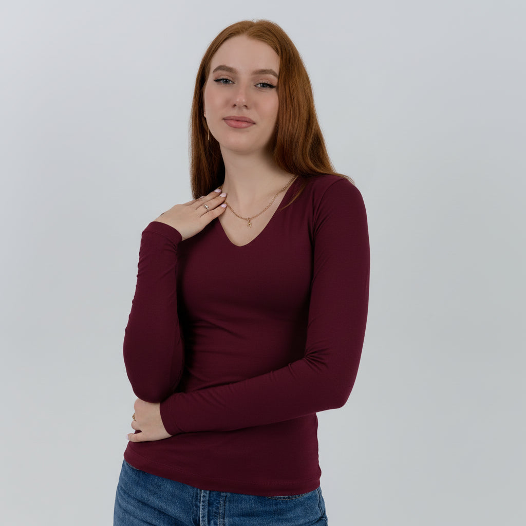 V-Neck Long Sleeve Top