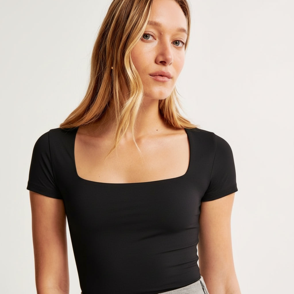 Square Neck Short Sleeve Top