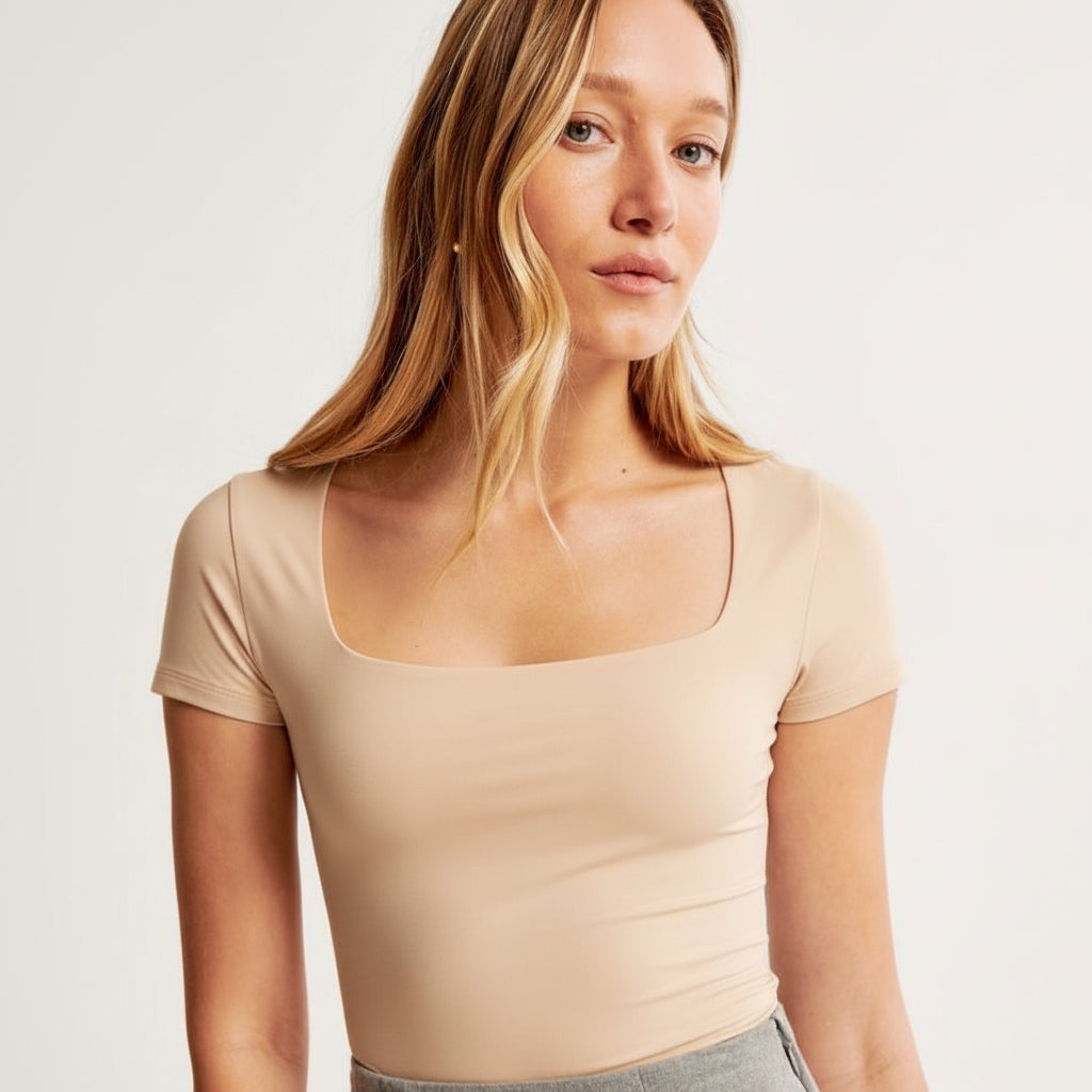 Square Neck Short Sleeve Top